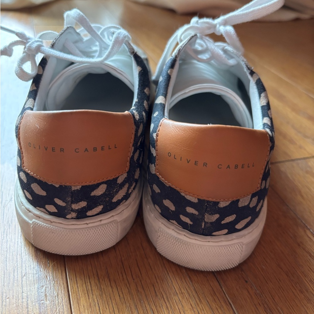 Oliver Cabell women’s low Black and White Sneakers with Brown Accents - Picture 6 of 10